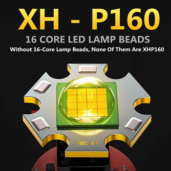 16 Jedro XHP160 Močno Polnjenje prek kabla USB LED Svetilka Prostem High power Kampiranje Razsvetljavo Zoomable 26650 Taktično Lov Baklo