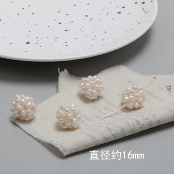 16 mm Naravnih sladkovodnih Mini nezakonitih biser nakit, ročno tkane krog cvet žogo DIY nakit uhani stud dodatki