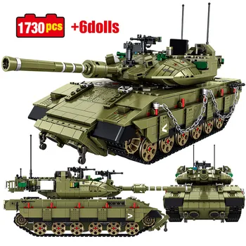 1730Pcs Mestu Vojaške High-tech Glavni Bojni Tank Model gradniki Ustvarjalca WW2 Vojak Vojske Številke Opeke Igrače Za Otroke