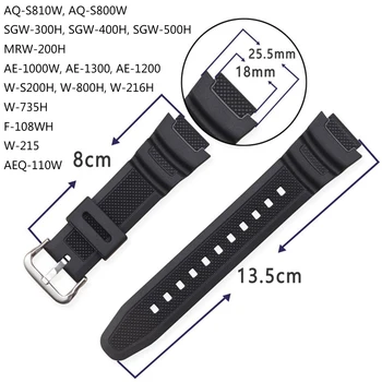 18 mm Pisane PU Watch Trak za Casio AQ-S810W/S800W SGW-300H/400H AE-1000W W-S200H AEQ-110W manžeta Zapestnica Watchband