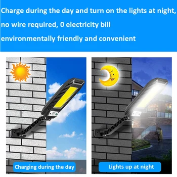 180COB Sončne LED Street Light Zunanji PIR Senzor Gibanja Steno Sončne Svetilke Vodotesne Solar Powered Daljinski upravljalnik Vrt Svetlobe