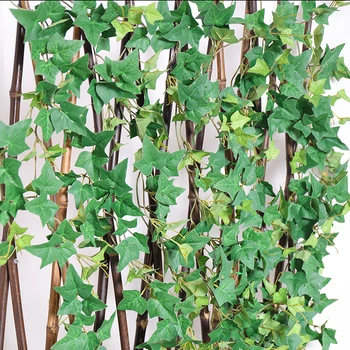 190 cm Umetno Listje Garland Rastlin vinske Trte Svile Zelenih Listov Bršljana Trte DIY Steni Visi svate Doma Vrt Dekoracijo