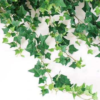 190 cm Umetno Listje Garland Rastlin vinske Trte Svile Zelenih Listov Bršljana Trte DIY Steni Visi svate Doma Vrt Dekoracijo