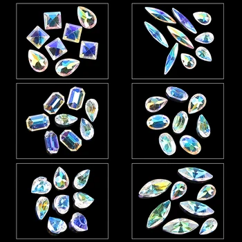 1Box Kristali AB/Mavrica Okrasnih Nail Art Mix Obliko, Modno Oblikovan V Polje Pisanimi Steklenimi Kamni Diamond Dekor Kristalno Draguljev H&*&