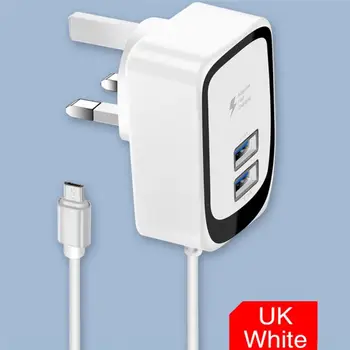 1PC 5V 2.4 Dvojno USB LED Mobilni Telefon Polnilnika Z MICRO Kabel EU/ZDA/VB Vtič USB Potovalni Polnilnik Z Osvetljeni Polnjenje Glavo