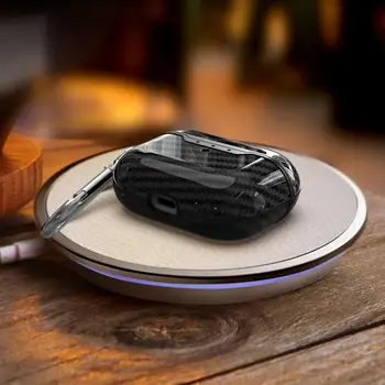 1PC Ogljikovih Vlaken Slušalke Primeru Prenosni Shockproof Keychain Sponke S Polnjenjem Vrata Zaščitni ovitek Za Apple AirPods Pro
