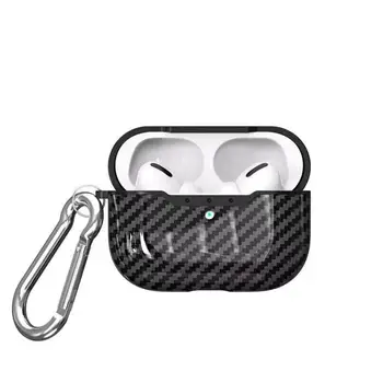 1PC Ogljikovih Vlaken Slušalke Primeru Prenosni Shockproof Keychain Sponke S Polnjenjem Vrata Zaščitni ovitek Za Apple AirPods Pro