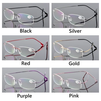 1PC pomnilnik titana magnetni obravnavi očala brez okvirjev unisex titanove zlitine fleksibilni kvadratni očala za branje očala