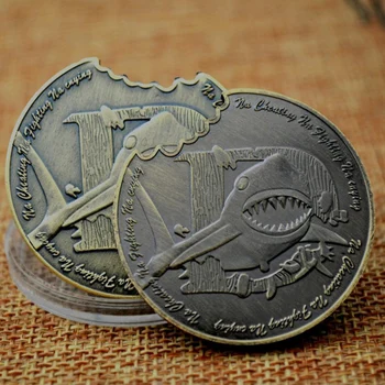 1PC Shark Olajšave Medaljo Pobarvan Kovinski Spominski Kovanec Bakren Kovanec po Meri Obrti