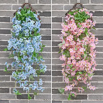 1Pc Simulacije Cvet Žive Doma Dekoracijo Prenosni Steni Visi v Košarico Umetno Zimski Jasmin za Vrt Dom Dekoracija