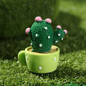 1pc Smešno Kaktus Cvetlični lonček Mikro Krajine Figur Pravljice Vrt Dekoracijo Obrti Torto Peko Smolo Figunines Doma Dekor