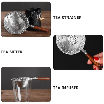 1pc Tin Čaj Cedilo za Večkratno uporabo Čaj Filter Prenosni Večnamenski Čaj Filter Čaj Sifter Čaj Cedilo Z Lesenim Ročaj