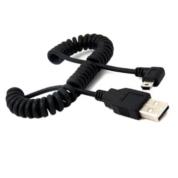 1pc USB 2.0 A Moški Mini USB 5 Pin Desno pod Kotom 90 Stopnjo Spiralno Zvite Adapter Kabel Kabel 5 m za MP3 Predvajalniki, Digitalni Fotoaparati