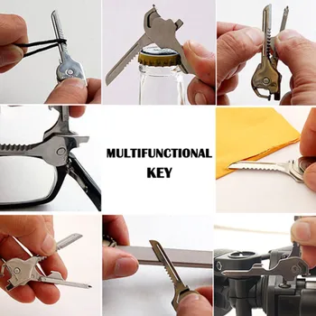 1PC Švicarski 6 v 1 Tech Koristno Multifunkcijski Nož Utili-ključni Ključni Verige Obesek, Odpirač za Steklenice, Izvijač Kampiranje EOS Prostem Orodje