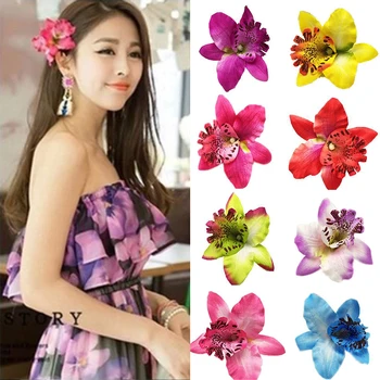1Pcs Boho Orhideja je Cvet Lasnice Ženske Dekle Ročno izdelane na Tajskem, sponke za Lase DIY Barrettes Pribor za Lase Poroka na Plaži Dekoracijo