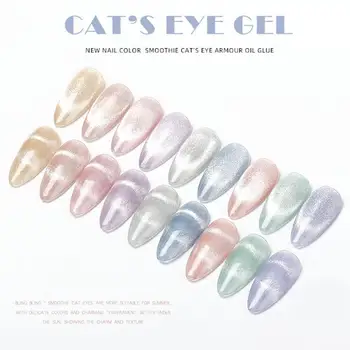 1pcs Cat Eye Gel lak Soak Off Svetlobni Kristal Mačka Oči UV Gel Magnetni Bleščice Soak Off Mačka Oči lak za Nohte