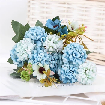 1pcs cvet glavo peony ponaredek cvetje luksuzni šopek poročni dekoracijo doma mizo dekoracijo modro nebo ponaredek cvet DIY Dekoracijo