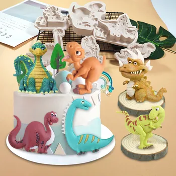 1Pcs Dinozaver Silikonsko Plesni Sladkorja Cartoon Živali Čokolade, Piškotov Torto Dekoracijo Plesni Peko Velikonočnih Moudels Kuhinja Orodje