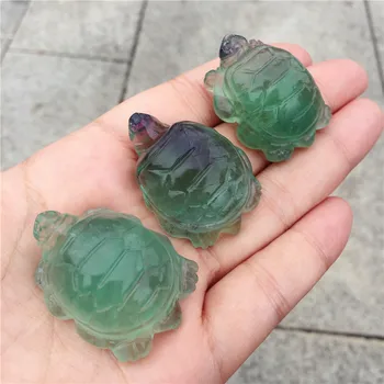 1pcs Naravnih Fluorite kamen ročno srčkan živali tortoise kristalno okraski darilo