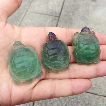 1pcs Naravnih Fluorite kamen ročno srčkan živali tortoise kristalno okraski darilo