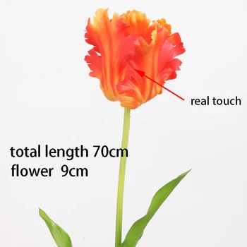 1pcs Novo svile Papiga Tulipanov 70 cm Umetne Rože Pravi Dotik Ponaredek Šopek rož za Poročno Dekoracijo Doma Garen Dekor