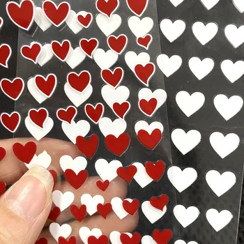 1pcs Rdeče/belo Srce Ljubezni, Nova 3d Nail Nalepke Za Nohte Folijo Srčkan Preprost Ljubeče Srce Geometrijo Vzorec Moda za Manikiranje Nalepka
