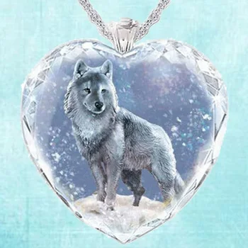 1pcs Sneg Wolf Živali, Ogrlico, Obesek, Moč Norse Viking Amulet Kristalno Verige Ogrlice za Moške, Ženske, Osebe Darilo Nakit
