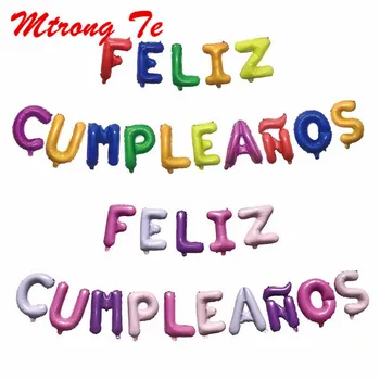 1set 16inch španski Feliz Cumpleaños Happy Birthday Stranka Dekor Abeceda Napihljivi Visi Folija baloni Dobave Globos