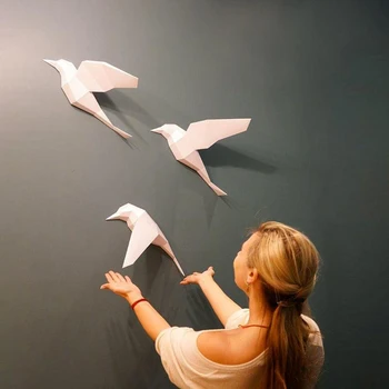 1Set 3D Papir Model Papercraft Doma Dekor Dekoracijo Sten Ptica Uganke Izobraževalne DIY Otroci Igrače Darilo