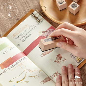 1set Letnik Japonski slog Rastline dekoracijo žig lesene gume znamke za scrapbooking tiskovine DIY obrti standard žig