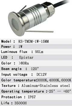 1W Mini LED Podzemnih Svetlobe IP67 Nepremočljiva Inground Svetilka 12V z Voznikom