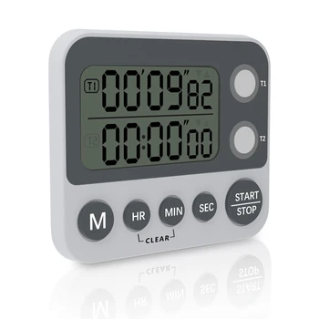 2.3 palčni LCD-Zaslon Digitalni Kuhinja Dvojni Časovnik za Kuhanje Odštevalnik Štoparica Glasen Alarm Count-Up & Count Down Timer Nastavljiv Obseg