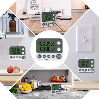 2.3 palčni LCD-Zaslon Digitalni Kuhinja Dvojni Časovnik za Kuhanje Odštevalnik Štoparica Glasen Alarm Count-Up & Count Down Timer Nastavljiv Obseg