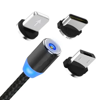 2.4 3 v 1 LED Magnetni Kabel za Polnjenje Nadgrajeno Najlon Pleteni Magnet Polnilnik USB Kabel za Samsung iPhone Polnilec