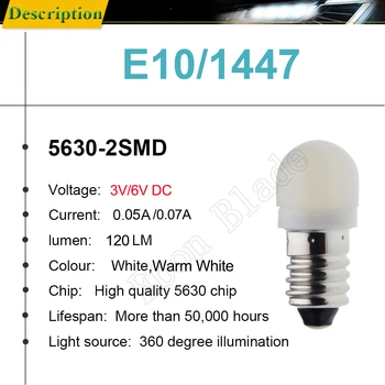 2/4 Kos E10 Mini LED Žarnice 3V 6V 3/6 Volt Toplo Bela Vijak Nadgradnjo Lučka za Zamenjavo Svetilko, Baklo Smerniki Kolo Delo Svetlobe,