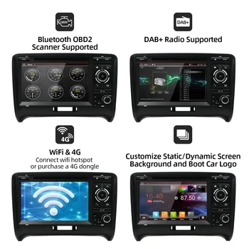 2 DIN Android 10 AVTO GPS Stereo Radio predvajalnik za Audi TT MK2 8J 2006-2012 Autoradio GPS Multimedia z Wifi, BT, GPS