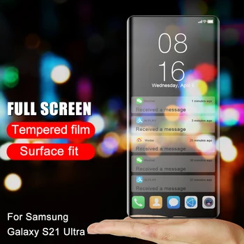 2 Kos Kaljeno Steklo Film Za Samsung Galaxy S21 Ultra 5G Visoke Kakovosti Ukrivljen Anti-fingerprint Zaščitnik Film Za S21 Ultra