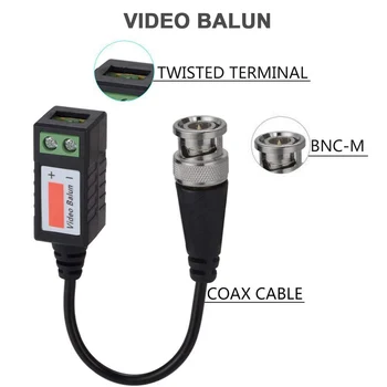 2 Kosa Video Balum BNC Priključek Pasivne Transceivers Kabel CAT5/5E/6 Twisted Pair Oddajnik Varnostne Kamere CCTV
