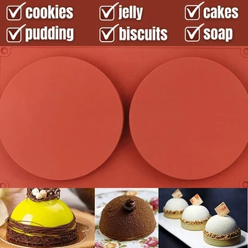 2 Luknje, Velike Okrogle Ploščo Candy Silikonsko Plesni Čokolado Kalup Za Piškotek Bonboni Žele Puding Torta Pie Tart Muffin Sendviči Milo
