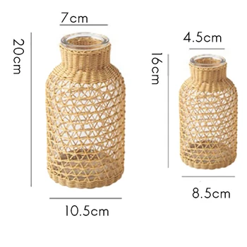 2 Pack Slame Stekla Cvet Vazo Japonski Cvet Pot v Nordijskih Pogodbeno Ustvarjalne Cvetna Košarica za Vodne Rastline