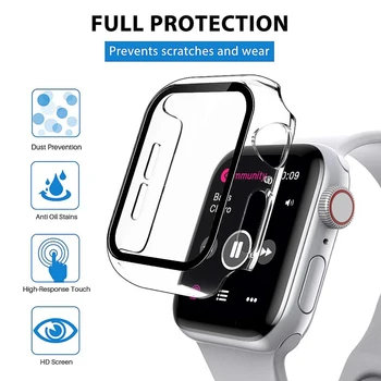 2 Paket Kritje Primeru Zaščite Smart Watch Zapestnica Protector za Apple Watch 4 5 6 iWatch, Kaljeno Steklo Zaščitni Lupini