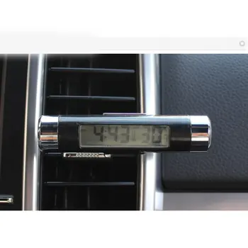 2 V 1, Avto, Vozila, Digitalni LCD Zaslon Avtomobilski Termometer Ura Prenosni Avto Zraka Vent Vtičnico Posnetek-na LED Osvetlitvijo
