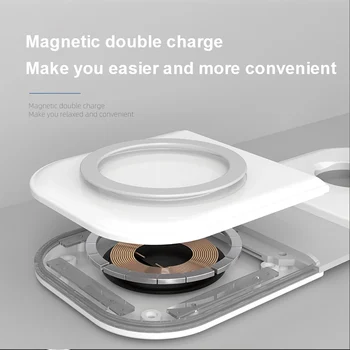 2 v 1 Brezžični polnilec Magsafe iPhone 12 Pro Max 15W Magnetni Dvojno Zložljivi Qi Brezžično Polnjenje postajo Za Apple iWatch