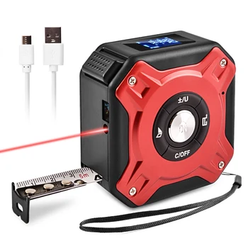 2 V 1 Laser Distance Meter 40m Laser Trak Ukrep Laser Obseg z USB za Merjenje Prostornina