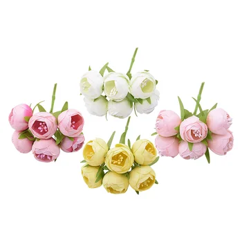 2 Šopek Majhne Čaja, Vrtnic Brsti Umetne Svile Tea Rose Cvet za Poročni Venec DIY Darilo Polje Album, Home Decor Ponaredek Cvetje