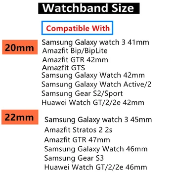20/22 mm trak Za Samsung Galaxy watch 3 45mm Prestavi S3/šport Silikonsko zapestnico band 46mm/42mm/Aktivna 2 Huawei wtach GT 2/2e/pro
