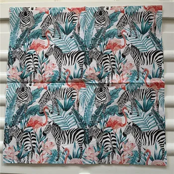 20 3-slojna letnik tabela napkin papirja tkiva živali zebra flamingo cvetnih listov decoupage poroko Božič stranka dekor serviete