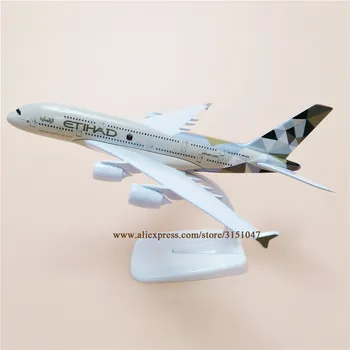 20 cm Zraka Etihad Airbus 380 A380 Airlines Letalo Model Zlitine Kovin, Diecast Model za Letenje Zrakoplovov Airways Darilo