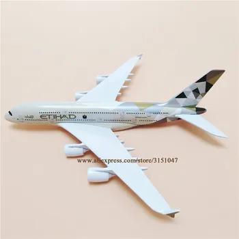 20 cm Zraka Etihad Airbus 380 A380 Airlines Letalo Model Zlitine Kovin, Diecast Model za Letenje Zrakoplovov Airways Darilo