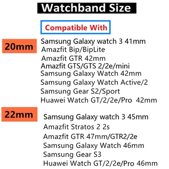 20 mm/22 mm watch Trak za Huawei GT/2/2E/Pro Orodje s3 Meje zapestnica Samsung Galaxy watch 3/46mm/42mm/Aktivna 2 40 mm 44 mm trak